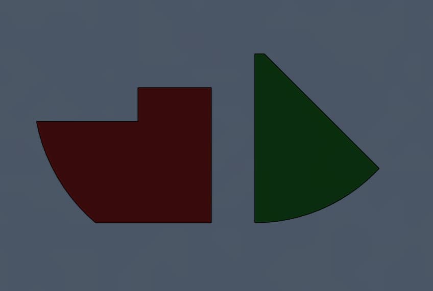 CAD profiles of two cut parts