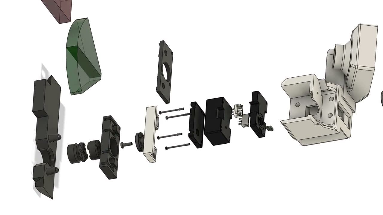 Exploded CAD view of the generated end effector and wrist mount